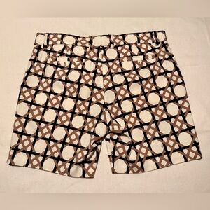 Stylish Brown Patterned Men's Flat Front Shorts Vintage Mr Turk